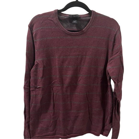 Calvin Klein Jeans Sweater Men's Size Large Maroon Merino Crew Neck Pullover - Picture 1 of 5
